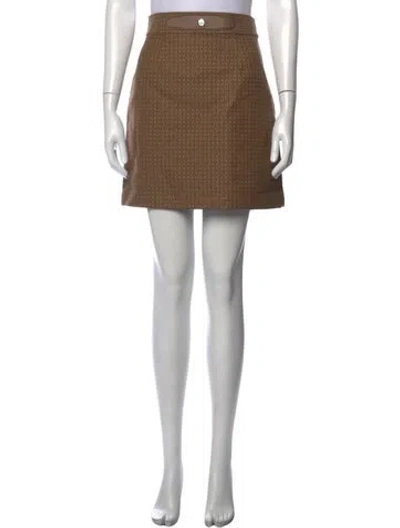 Pre-owned Hermes Patterned Mini Skirt W/ Tags In Brown
