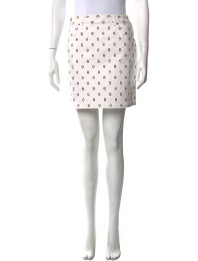 Pre-owned Hermes Patterned Mini Skirt W/ Tags In White