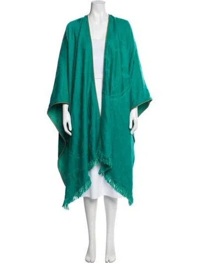 Pre-owned Hermes Patterned Open Front Sweater In Green