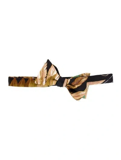 Pre-owned Hermes Patterned Silk Bow Tie In Brown