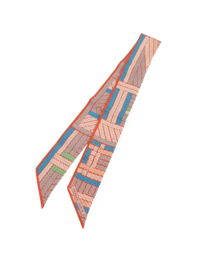 Pre-owned Hermes Patterned Silk Scarf In Orange