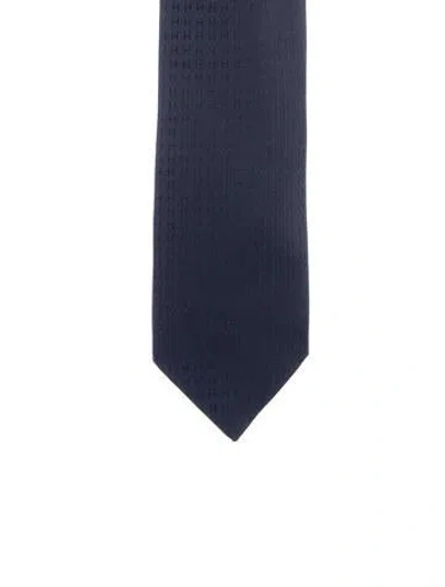 Pre-owned Hermes Patterned Silk Tie In Blue