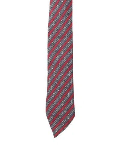 Pre-owned Hermes Patterned Silk Tie In Blue/red