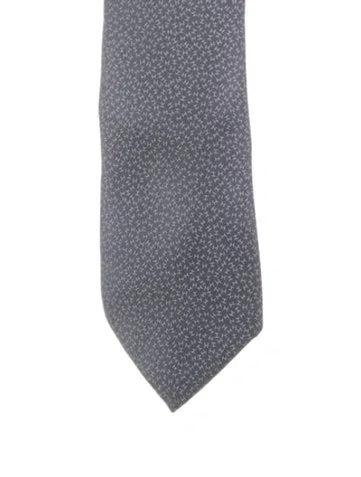 Pre-owned Hermes Patterned Silk Tie In Gray