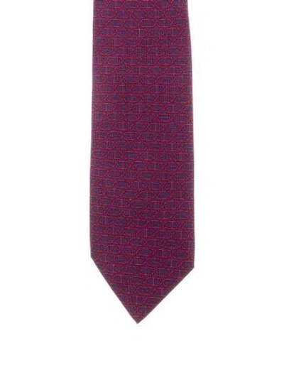 Pre-owned Hermes Patterned Silk Tie In Multi