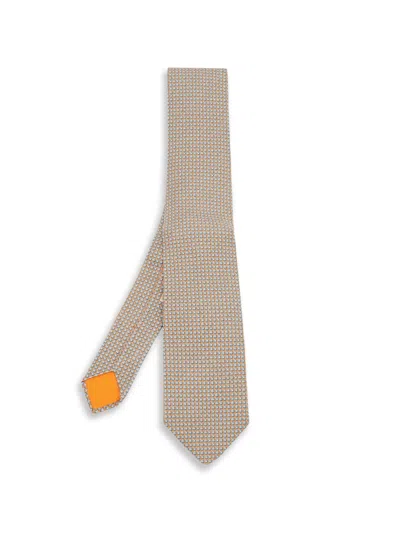 Pre-owned Hermes Patterned Silk Tie In Orange
