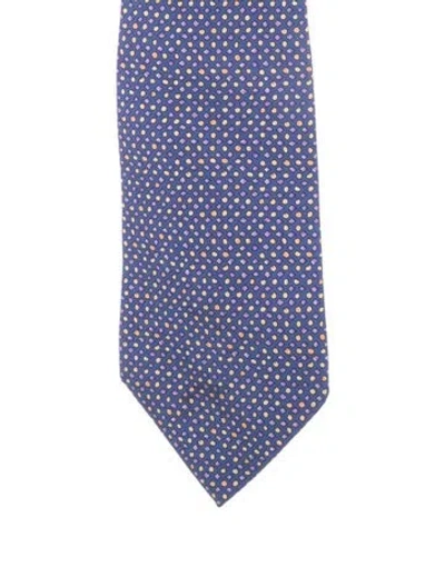 Pre-owned Hermes Patterned Silk Tie In Purple