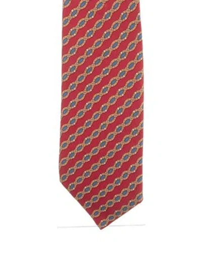 Pre-owned Hermes Patterned Silk Tie In Red
