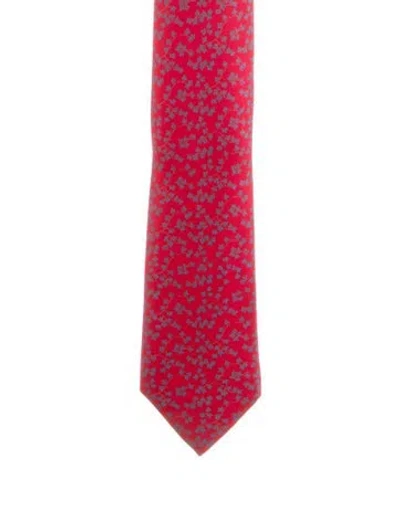 Pre-owned Hermes Patterned Silk Tie In Red