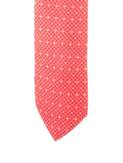 Pre-owned Hermes Patterned Silk Tie In Red