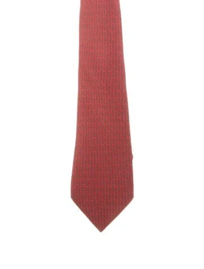 Pre-owned Hermes Patterned Silk Tie In Red