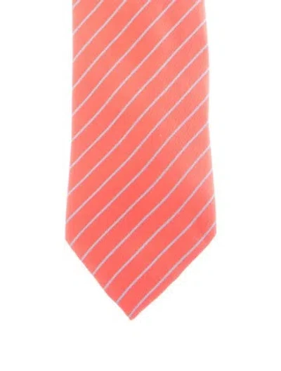 Pre-owned Hermes Patterned Silk Tie In Red