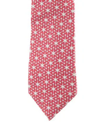 Pre-owned Hermes Patterned Silk Tie In Red