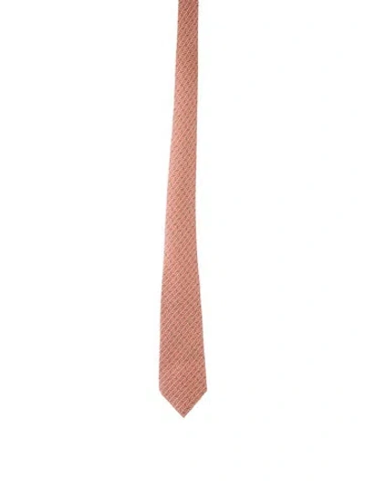Pre-owned Hermes Patterned Silk Tie In Red