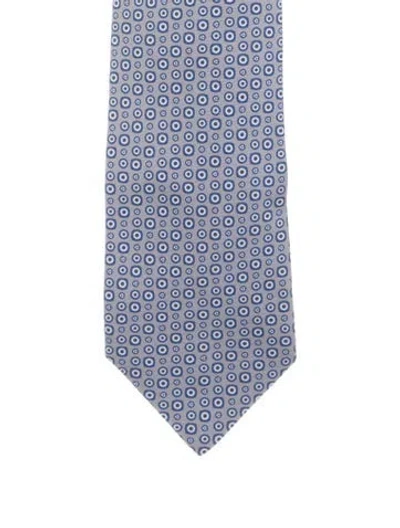 Pre-owned Hermes Patterned Silk Tie W/tags W/tags In Blue