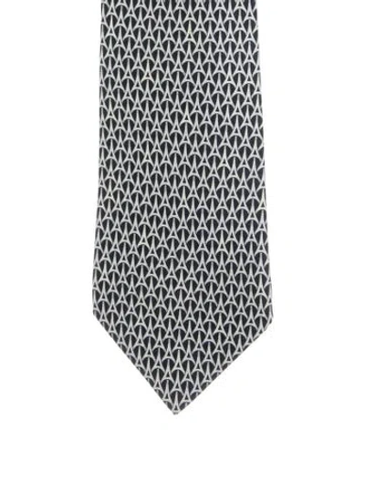 Pre-owned Hermes Patterned Tie In Black