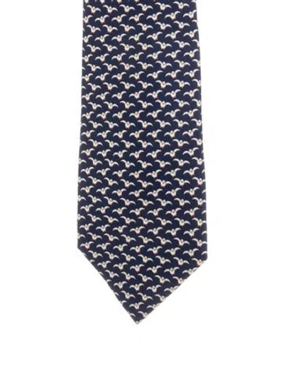 Pre-owned Hermes Patterned Tie In Blue