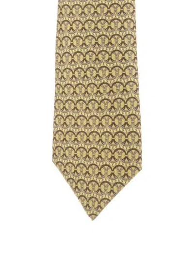 Pre-owned Hermes Patterned Tie In Green
