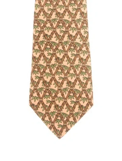 Pre-owned Hermes Patterned Tie In Orange