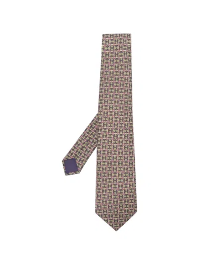 Pre-owned Hermes Patterned Tie In Purple