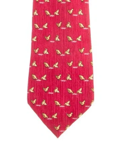 Pre-owned Hermes Patterned Tie In Red