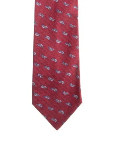 Pre-owned Hermes Patterned Tie In Red