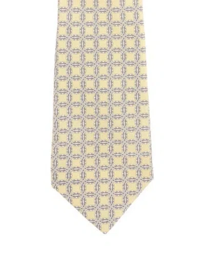 Pre-owned Hermes Patterned Tie In Yellow