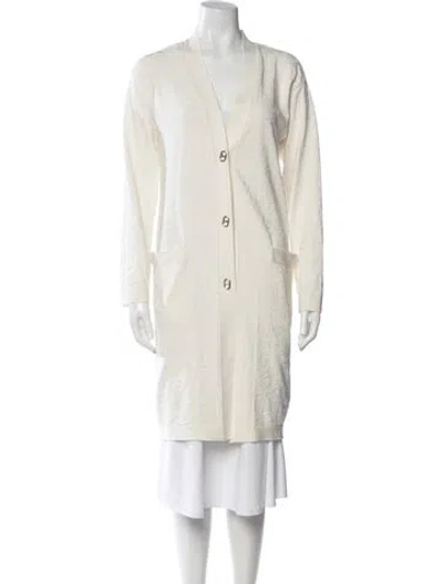 Pre-owned Hermes Patterned V-neck Sweater In Neutrals