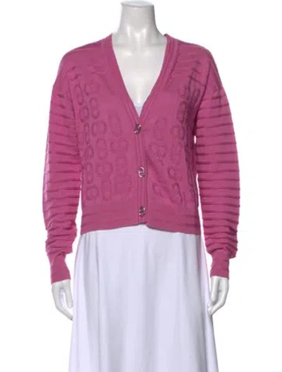 Pre-owned Hermes Patterned V-neck Sweater In Purple