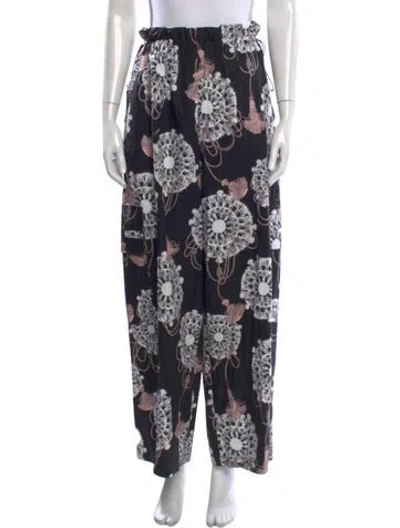 Pre-owned Hermes Patterned Wide Leg Pants In Black