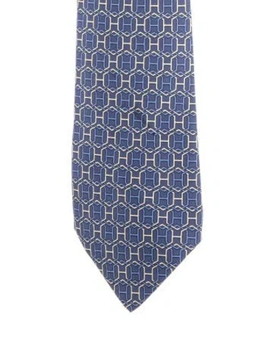 Pre-owned Hermes Patterned Wide Tie In Black
