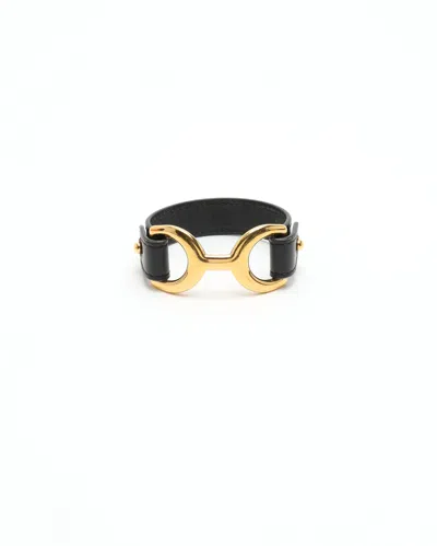Pre-owned Hermes Hermès Pavane Leather Bracelet In Gold