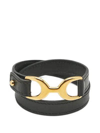 Pre-owned Hermes Pavane Leather Bracelet In Gold