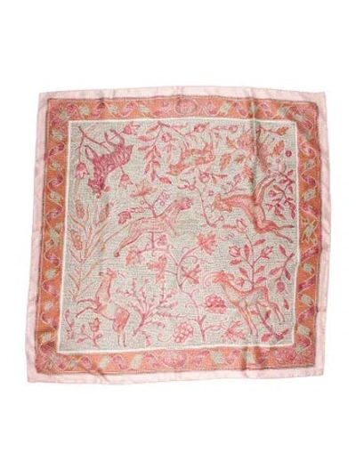Pre-owned Hermes Pavement Silk Scarf In Pink