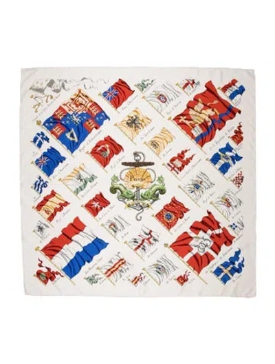 Pre-owned Hermes Pavois Silk Scarf In Neutral