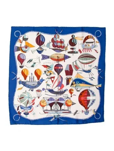 Pre-owned Hermes Paz Universal Silk Scarf In Blue