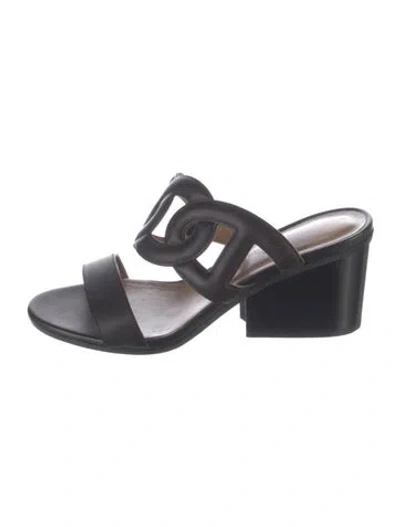 Pre-owned Hermes Peace Chaîne D'ancre Insignia Slides In Black