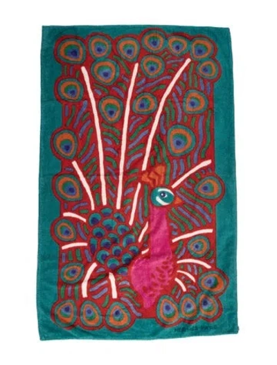Pre-owned Hermes Peacock Beach Towel In Blue
