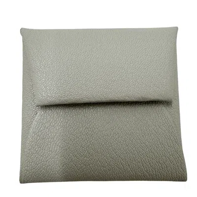 Pre-owned Hermes Pearl Gray Chevre Myzore Leather Coin Purse/coin Case ()