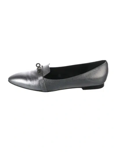 Pre-owned Hermes Pegase Leather Loafers In Silver
