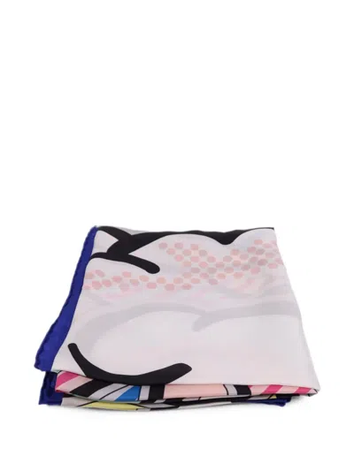 Pre-owned Hermes Pégase Pop Silk Scarf In White