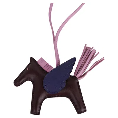 Pre-owned Hermes Pegase Rodeo Pm Rouge Sellier / Bleu Sapphire /mauve Sylvestre Bag Charm In Blue