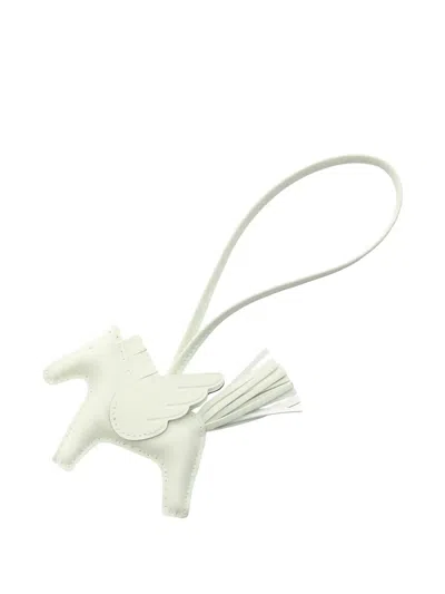 Pre-owned Hermes Pegasus Bag Charm In White