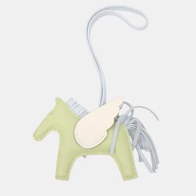 Pre-owned Hermes Hermès Pegasus Rodeo Light Green/multicolor Leather Bag Charm Small (z)
