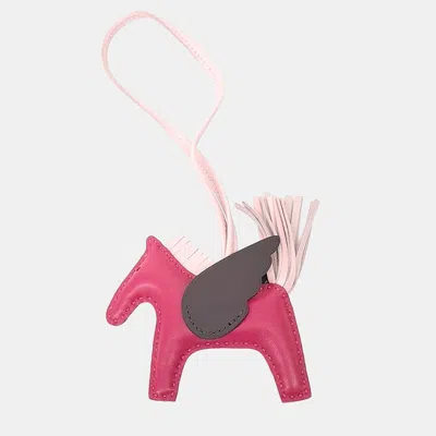 Pre-owned Hermes Hermès Pegasus Rodeo Pink/multicolor Bag Charm Small (z)
