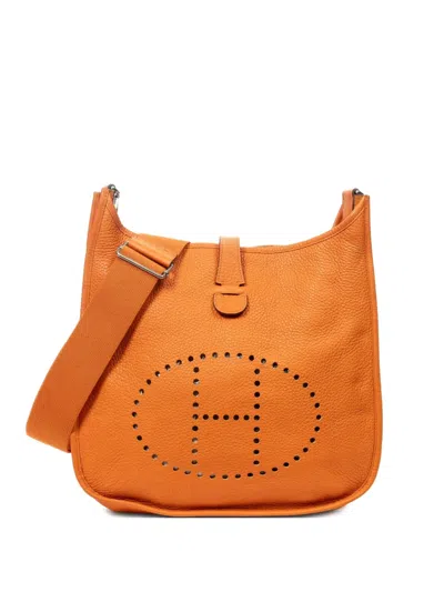 Pre-owned Hermes Perforated-leather Shoulder Bag In Orange
