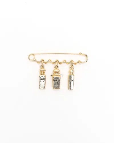 Pre-owned Hermes Hermès Perfume Bottles Pin Brooch In Gold