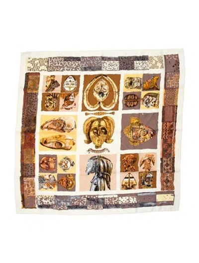 Pre-owned Hermes Persona Silk Scarf In Yellow