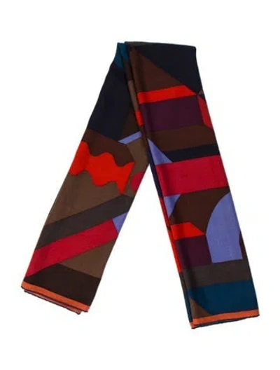 Pre-owned Hermes Perspective Cavaliere Cashmere Shawl In Brown