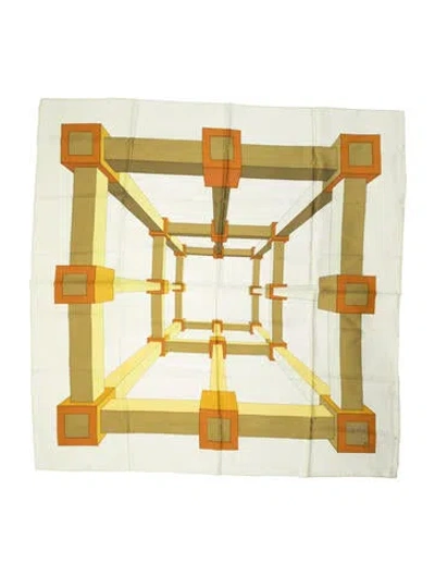 Pre-owned Hermes Perspective Silk Scarf In Green